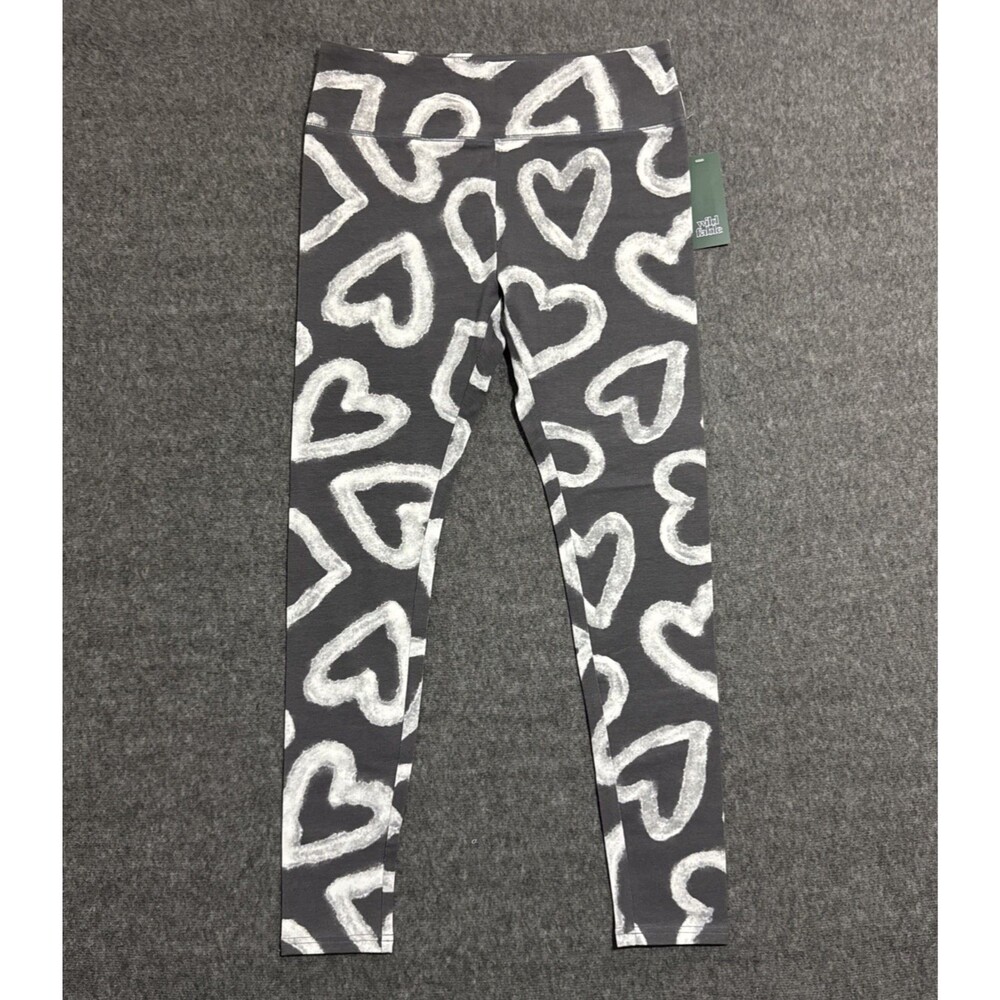 Wild Fable Women's Leggings Heart Print Gray White Medium